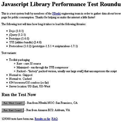 Javascript Library Performance Test Roundup̃y[W